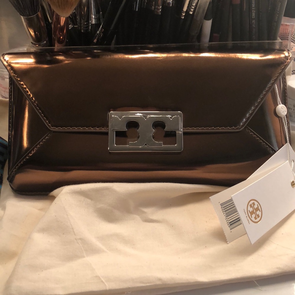 Tory Burch metallic clutch
